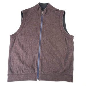 Men's Tommy Bahama 100% Cotton Reversible Full Zip-Up Sweater Vest Large Purple