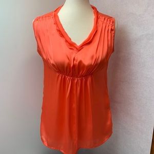 August Silk orange sleeveless blouse M