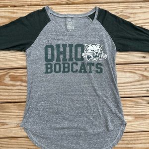 ohio university bobcats quarter length sleeve tshirt, size small