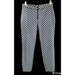 HUE Black & White Geometric Print Stretch Knit Ankle Pants Sz M