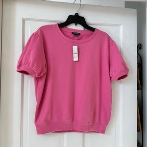 J. Crew 💗 PINK 💗 Puff Sleeve Sweatshirt Tee NWT