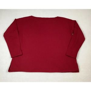 J Jill Women’s Large Luxe Supima Boatneck Tee Shirt Knit Top Red Long Sleeve