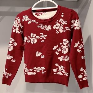 Red/White Floral Sweater