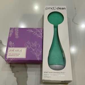 PMD clean smart facial cleansing device with spa headband.