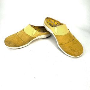 Spenco Siesta Nuevo Bokeh Mule Yellow Suede Slip On Casual Low Woman’s 7.5D