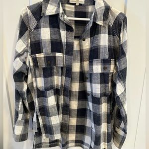 Navy and white flannel