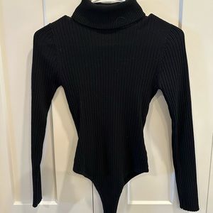 Black turtle neck bodysuit