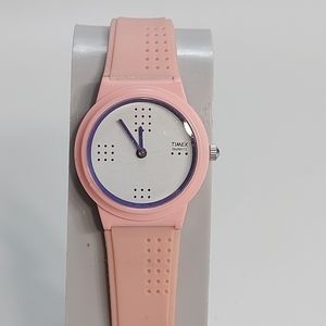 Timex Womens Small Pink "Dots" Water Resistant Wrist Watch, New Battery