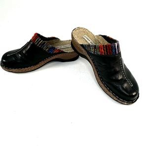 Josef Seibel CATALONIA 59 Premium Leather Mule Clogs Black/Multi Fur Lined EU 39