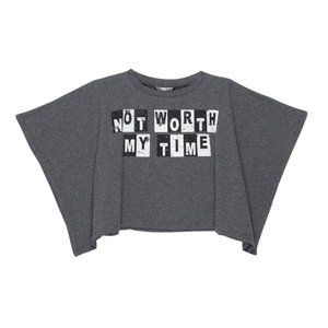 Truce Kids' Flowing Fit Crew Neck 'Not Worth My Time' Tee Dark Grey XL (16) NWT