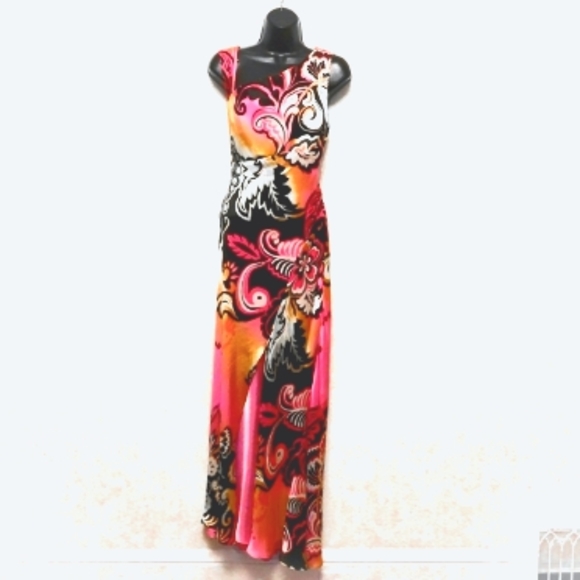 MARY L COUTURE Pink/Multi Paisley Silk Maxi Dress, size 8/10 (large) - Picture 1 of 4