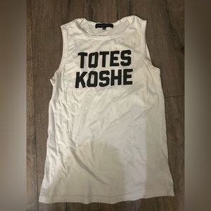 Women’s graphic white sleeveless Tee “totes koshe”