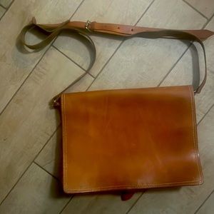 Vintage Leather Bookbag with crossbody strap