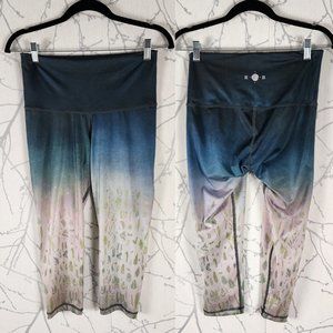 Rose Buddha Ombre Ferns Printed Recycled Polyester Capri Leggings