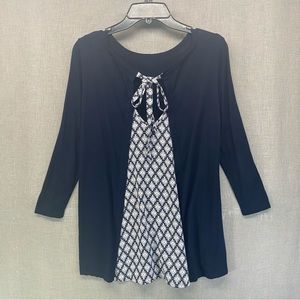 LOFT blouse loose fit blue and white key hole Size | SP