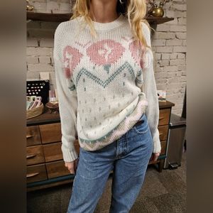 Vintage Floral Knit Crewneck Sweater