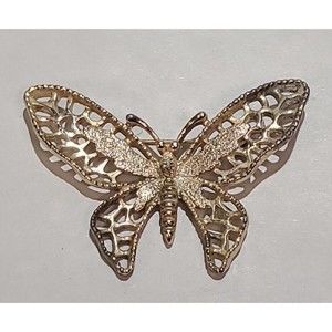 Vintage Sarah Coventry Gold Tone Madame Butterfly Pendant Brooch Pin 2.5"x1.75"