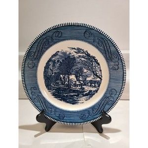 Vintage Currier and Ives Royal China dinner plate "The Old Grist Mill".