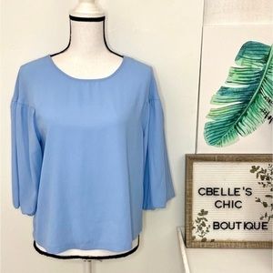 Elizabeth and James Pale Blue Balloon Sleeve Blouse/Top