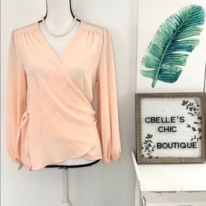 NWT Chelsea28 Wrap Top in Crepe Blush Sz S