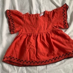 Minoti red linen tunic sz 2-3T