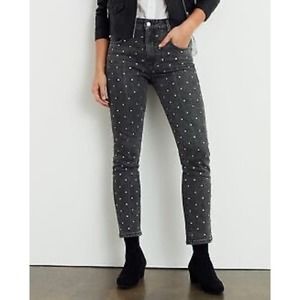 Anthropologie Pilcro High-Rise Slim Gem embellished jeans light black size 25