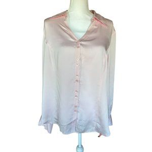 Semantiks Women's Blouse 16W 100% Silk Shirt Top Pink Button Front V-Neck NEW