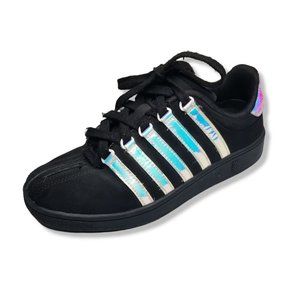 K-Swiss WMNS 7.5 Classic Vn Sneakers Black Ice Nubuck Leather Iridescent Stripe