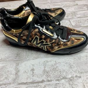 Michael Kors Animal Print Haircalf Upper Sneakers Brown Black Size 6