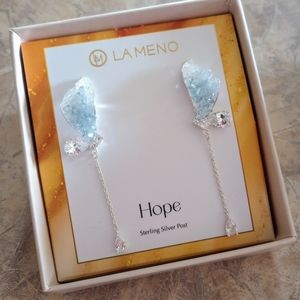 La Meno Sterling Silver Post Hope Dangle Earrings