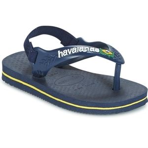 Havaianas Baby Brasil Logo Flip Flops  Marine/Yellow Flip Flops Size 6C NWOT