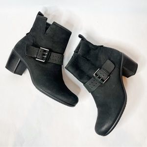 Ecco Touch 55 Buckle Black Leather Heel Boot