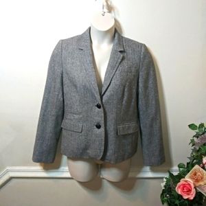 Banana Republic New Without Tag Dark Gray & White Herringbone  Wool Blend Blazer