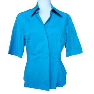 Como blue shirt blouse elbow length sleeve size 10