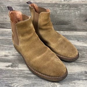 Frye Arden camel tan brown Suede Leather Slip On chelsea Boots men’s 8.5