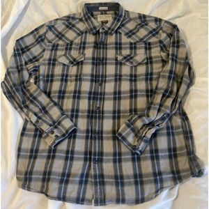 Cody James Mens sz XL Blue Gray Plaid Western Cowboy Pearl Snap Shirt