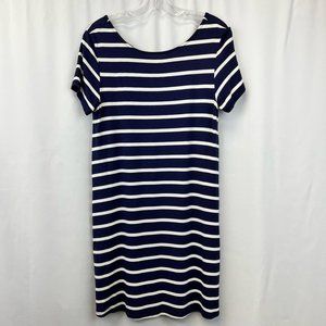 Yelete Womens T Shirt Dress Blue White Stripe Stretch Scoop Neck Short Sleeve S