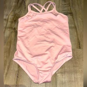 Kids Blush Pink Unitard Bodysuit with Criss Cross Back