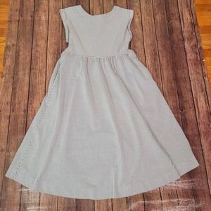 Maeve Womens Dress Gray White M Rosemary Seersucker Oversized Cuffed Sleeve