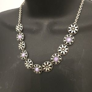 Touchstone Swarovski Crystal Flower Power Necklace With Lilac Purple Stones