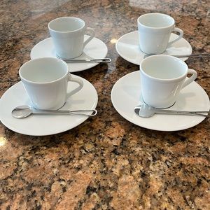 Nespresso set of 4 cups/mugs w saucers and spoons