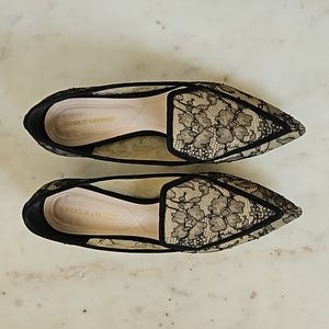 NICHOLAS KIRKWOOD - black lace floral shoes with gold heel