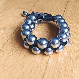 Stainless steel balls bracelet, double row adjustable NEW