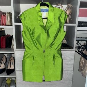 Thierry Mugler Green Silk Top Jacket with Mugler Classic Clasp