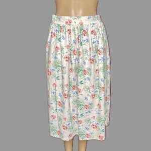 Vintage Sweater Loft Petites Floral A Line Midi Skirt With Pockets Medium