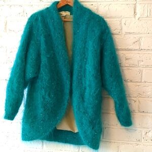 Vintage Erika Designs Mohair Wool Turqoise Jacket