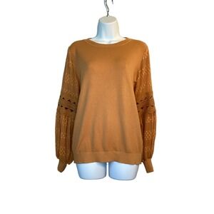 Sioni Crew Neck Long Sleeve Sweater Top Color Russet Size M