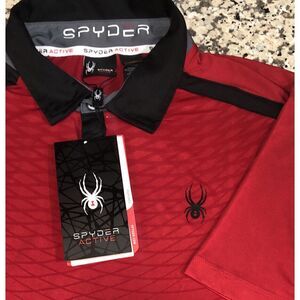 NEW $98 SPYDER ACTIVE QUICK DRY RED SHORT SLEEVE POLO SHIRT MENS SPM215B Fits M