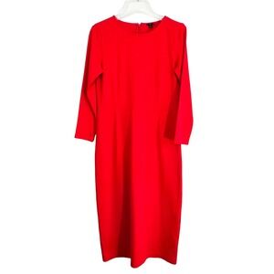 J. Crew Pencil Midi Knit Sheath Dress Women's 8 Red