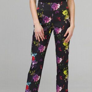 Joesph Ribkoff black floral crop trousers